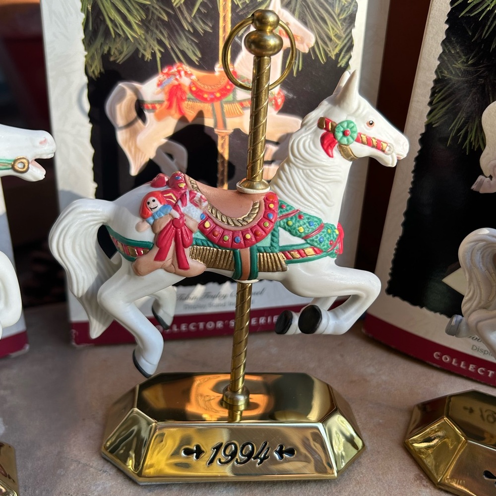 Hallmark Carousel Horse 1994 Keepsake Ornament with Gold Brass Base New in Box